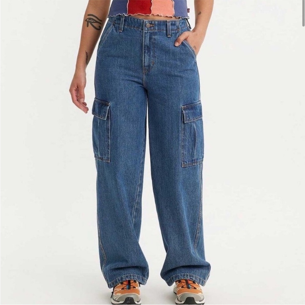 Levi’s 94 Baggy Cargo Drawstring Ankle Jeans Size 31